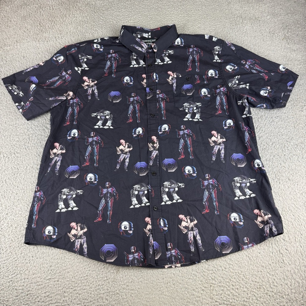 Middle Of Beyond Button Down Shirt RoboCop MOB Officer Alex Murphy Black Men 3xL